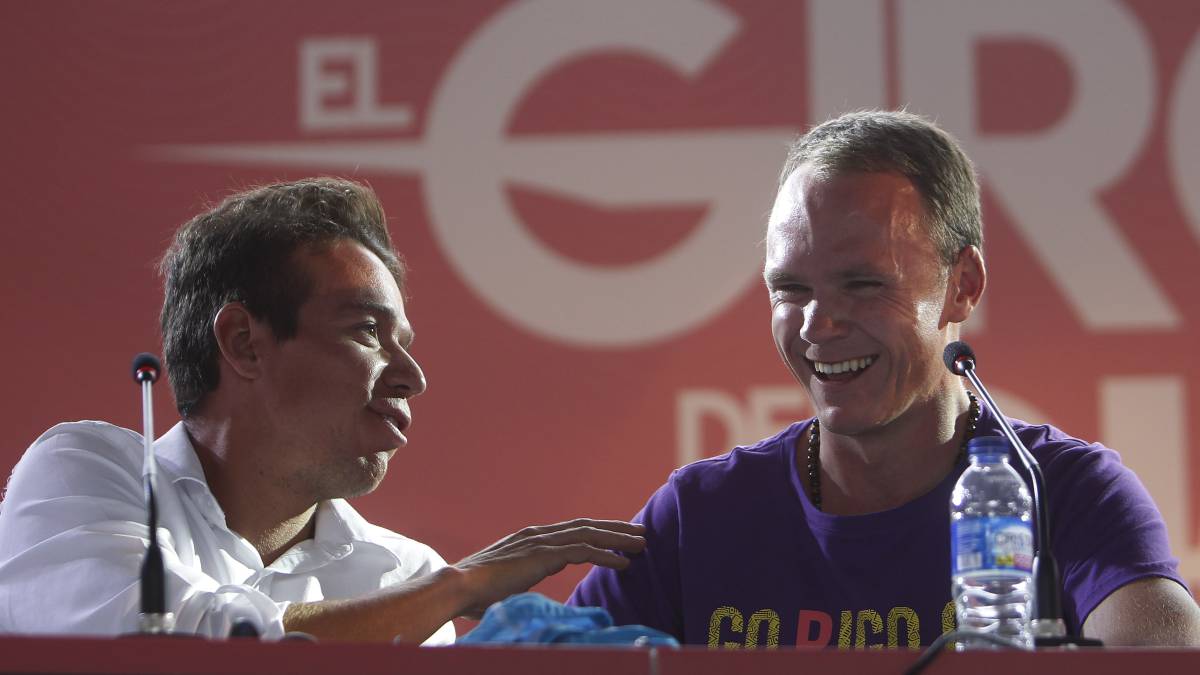 El ciclista británico Chris Froome habló ante la prensa colombiano en la presentación del 'Giro de Rigo', que se disputará el domingo en Guatapé.