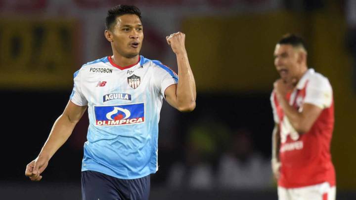 Teo Gutiérrez festeja en el Campín y ve a River campeón