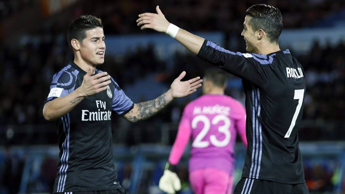 James Rodríguez y Cristiano Ronaldo en el Mundial de Clubes de 2016