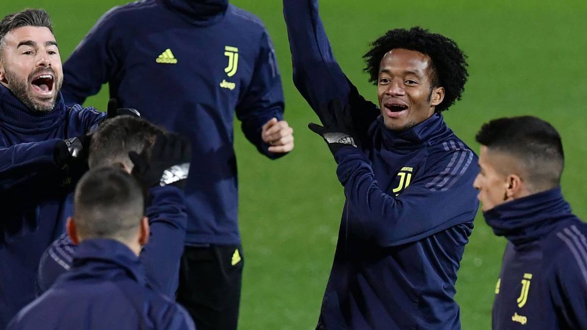Juan Guillermo Cuadrado en el entrenamiento de la Juventus