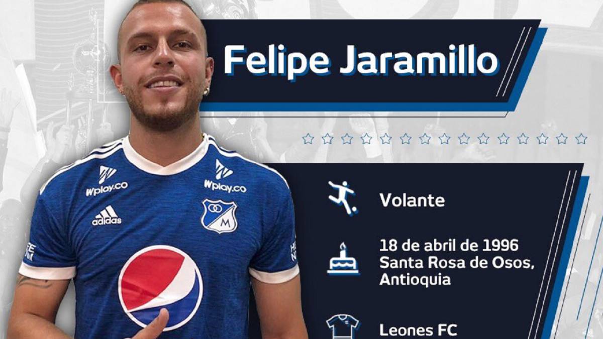 En un comunicado Millonarios confirmó la firma de contrato de Felipe Jaramillo. El exjugador de Leones es el primer refuerzo del equipo de Jorge Luis Pinto.