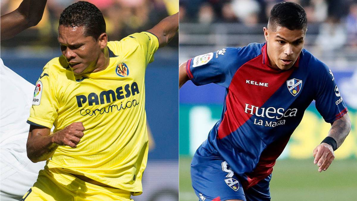 Carlos Bacca visita este domingo con el Villarreal al Huesca de Juan Camilo 'Cucho' Hernández, en duelo por dos equipos que están con problemas de descenso