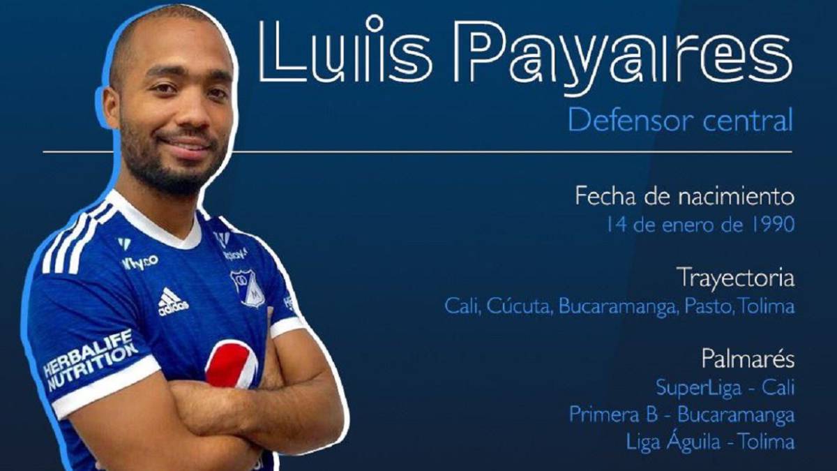 El jugador Luis Payares fue anunciado como nuevo refuerzo de Millonarios. El defensor central pasó por Cali, Cucutá, Bucaramanga, Pasto y Tolima