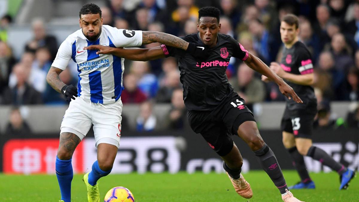 Yerry Mina jugó su noveno partido con Everton y fue sustituido a los 64'