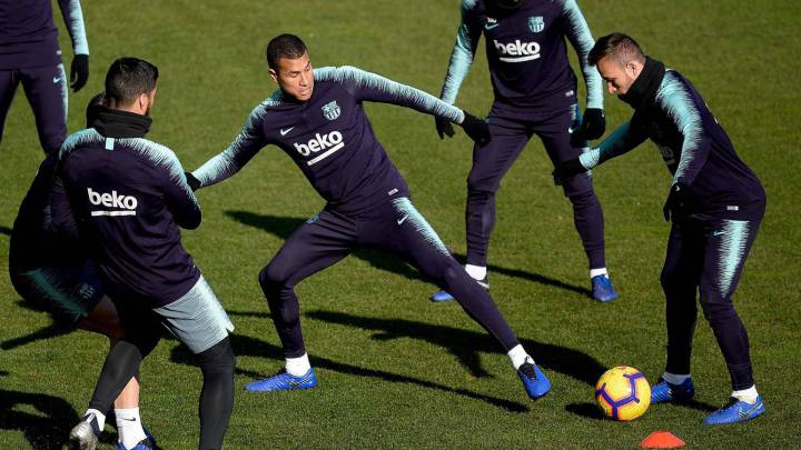 Jeison Murillo en un entrenamiento con el Barcelona