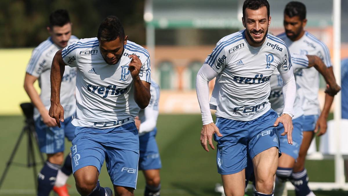 El técnico de Palmeiras, Luiz Felipe Scolari, realizó fútbol en la práctica de este miércoles. El colombiano Miguel Borja integró el equipo de suplentes