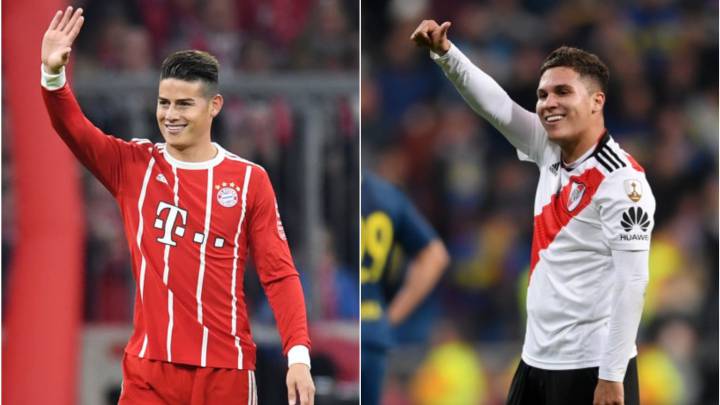 James Rodríguez y Juan Fernando Quintero son los dos referentes de cada XI en América y Europa