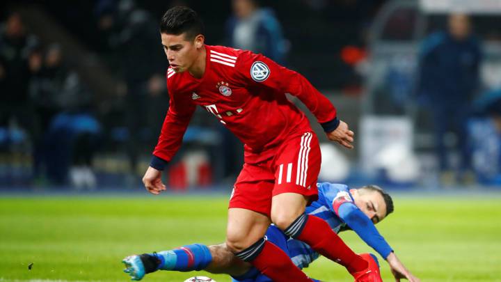 James Rodríguez dio asistencia en el triunfo de Bayern Múnich sobre Hertha Berlín por Copa de Alemania.