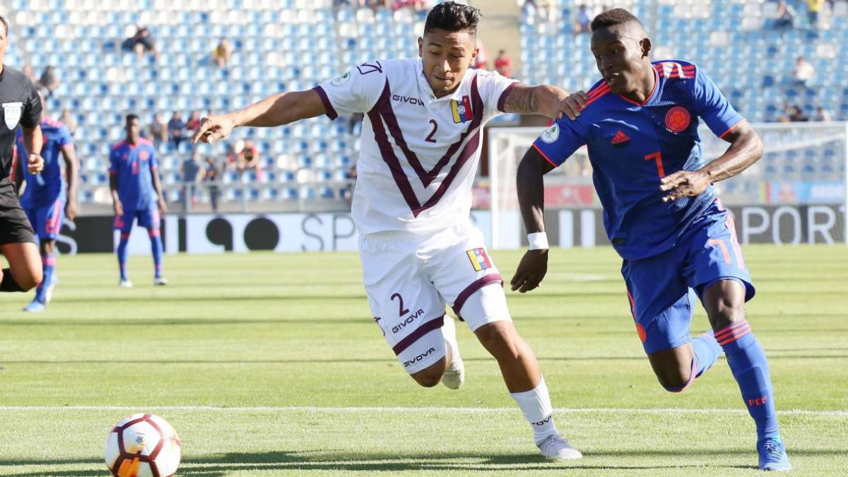 Venezuela y Colombia se enfrentan en partido valido por el Sudamericano Sub 20 2019 que se disputa en Rancagua, Chile