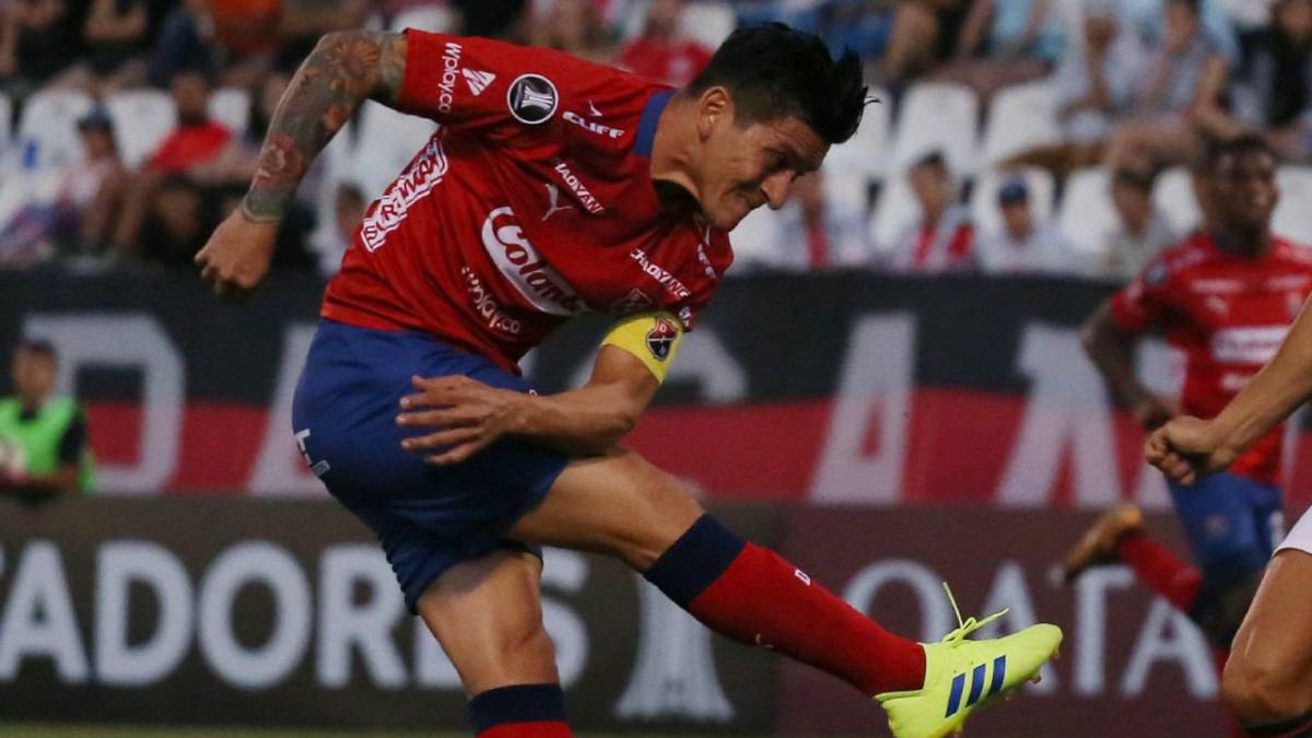 Germán Cano anota el gol ante Palestino en Copa Libertadores