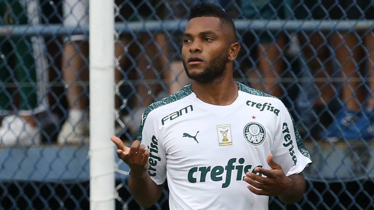 Miguel Borja celebra su gol ante Sao Caetano por el Torneo Paulista. El colombiano tendría una oferta para ir al fútbol chino