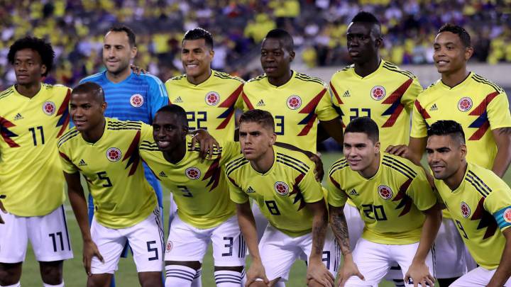 Selección Colombia antes del inicio del partido amistoso ante Argentina en Estados Unidos en septiembre de 2018