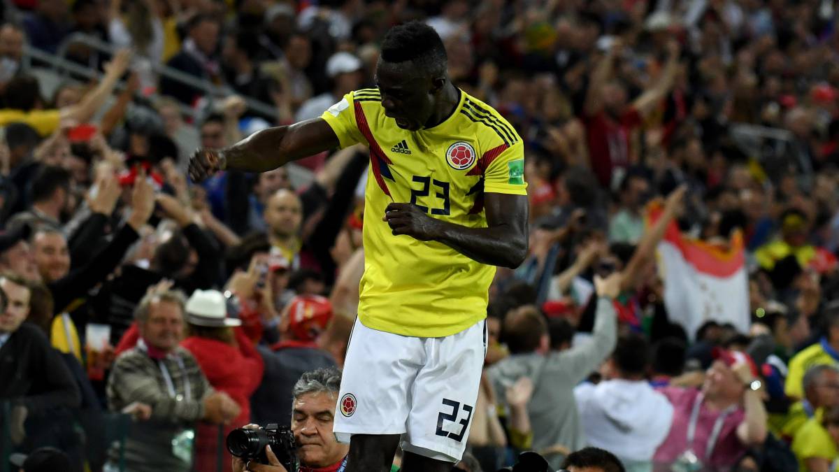 Dávinson Sánchez celebra el gol de la Selección Colombia ante Inglaterra en la Copa del Mundo Rusia 2018