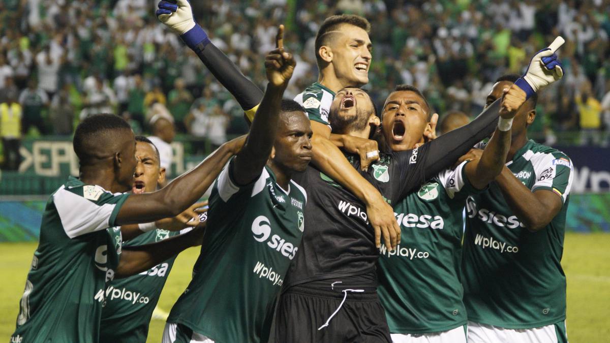 Camilo Vargas celebra su gol ante Millonarios.