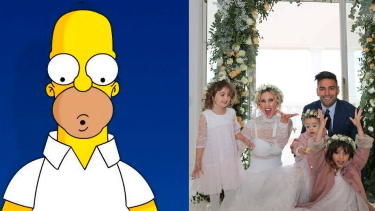 Falcao junto con su esposa Lorelei Taron y sus 3 hijas
