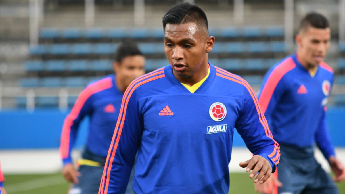 Alfredo Morelos en un entrenamiento de la Selección en Yokohama, Japón