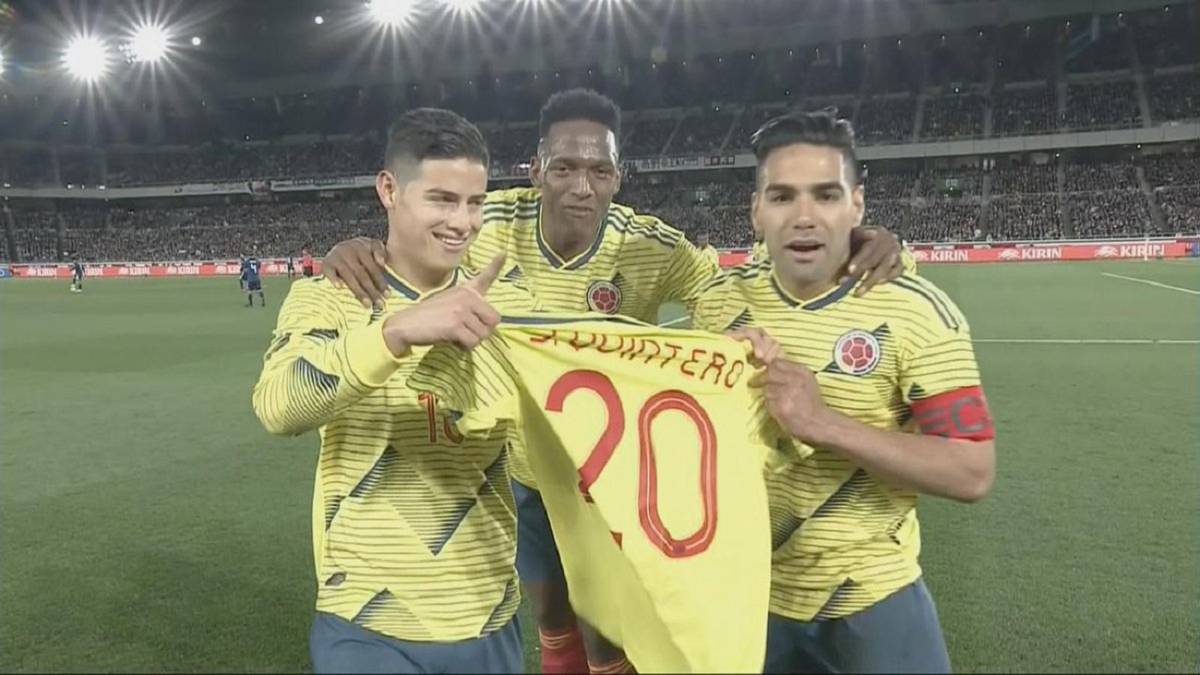 James, Falcao y Mina le dedican el gol a Juan Fernando Quintero
