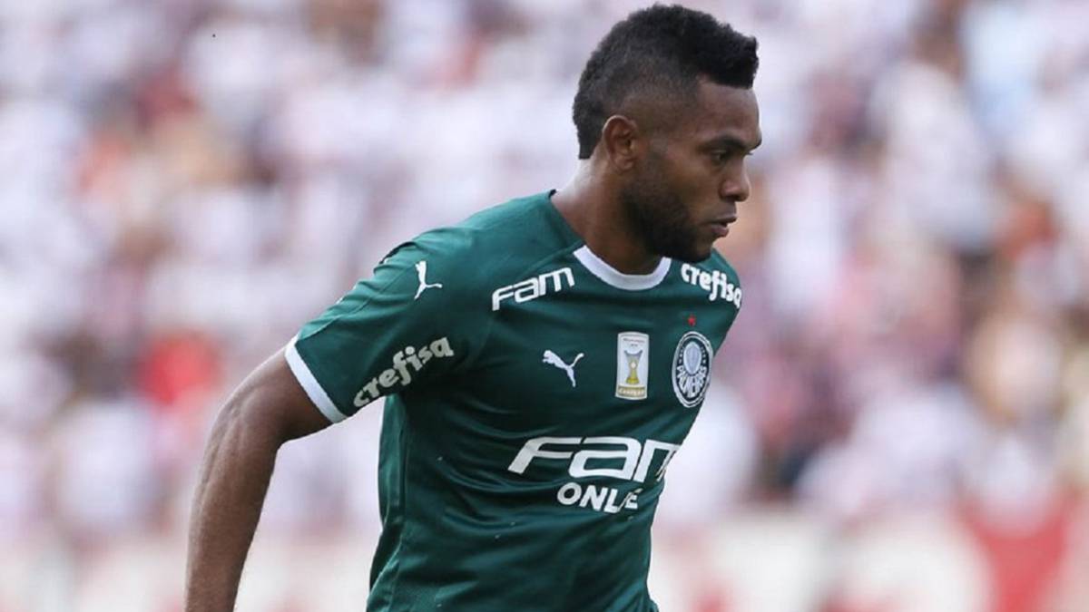 El delantero Miguel Borja, en un partido con Palmeiras por Liga Brasileña.