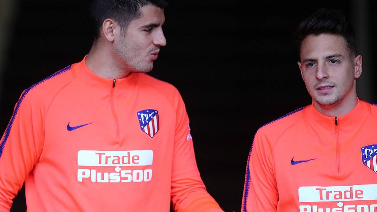 Morata y Arias en un entrenamiento del Atlético
