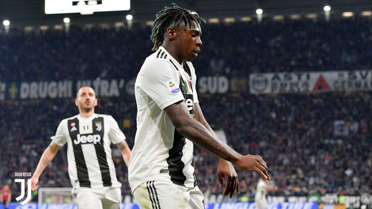 Moise Kean celebra el gol de la victoria ante el Milan, 2-1.