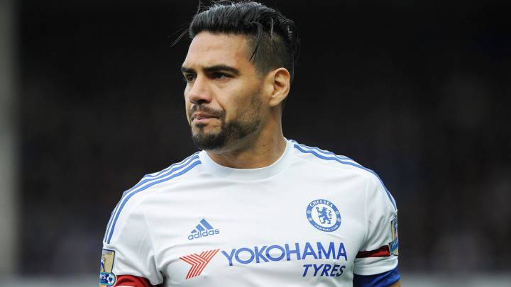 Falcao en un partido con el Chelsea en la Premier League en la temporada 2015/2016