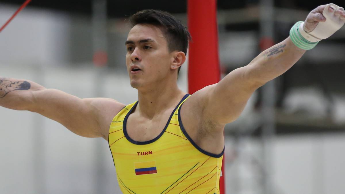 Jossimar Calvo tras finalizar una rutina en los Juegos Centroamericanos y del Caribe 2018