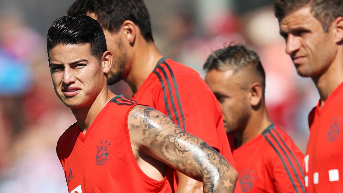 James Rodríguez en entrenamiento del Bayern Múnich