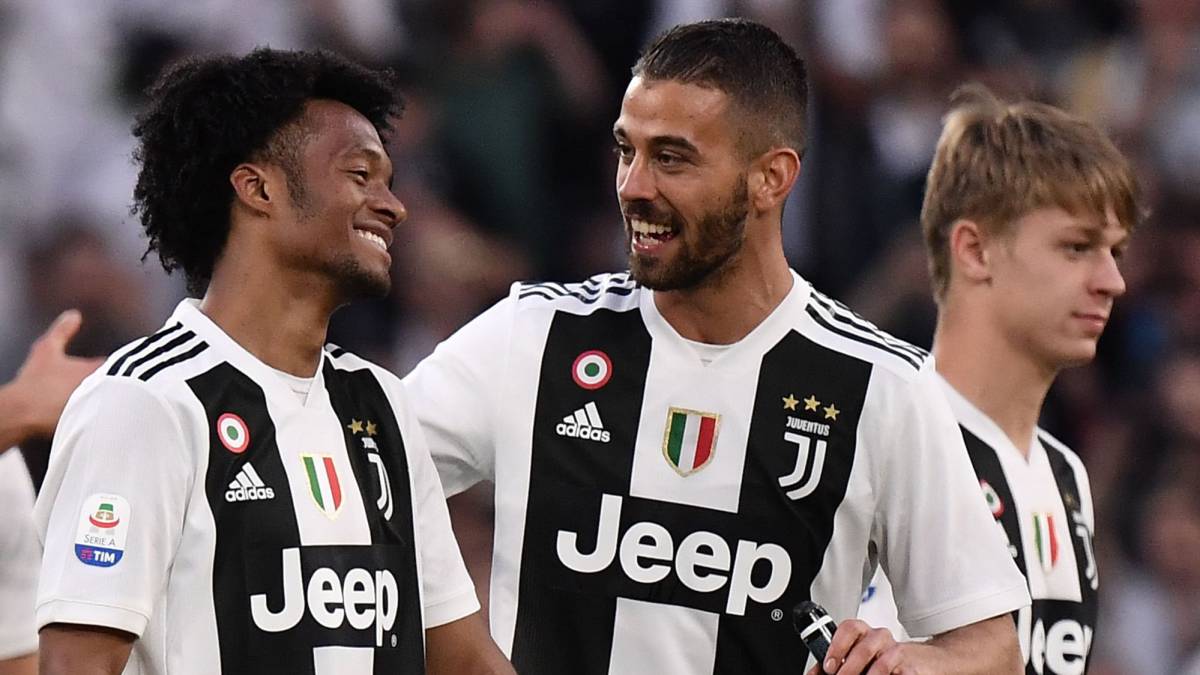 Juan Guillermo Cuadrado durante la celebración de Juventus