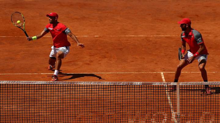 Robert Farah y Juan Sebastián Cabal en el partido de cuartos de final del ATP 500 de Barcelona.