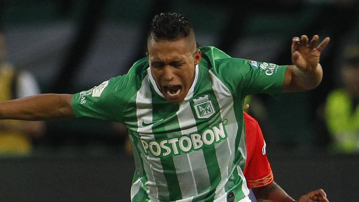 Sebastián Gómez en el partido de Atlético Nacional ante América de Cali por la Liga Águila