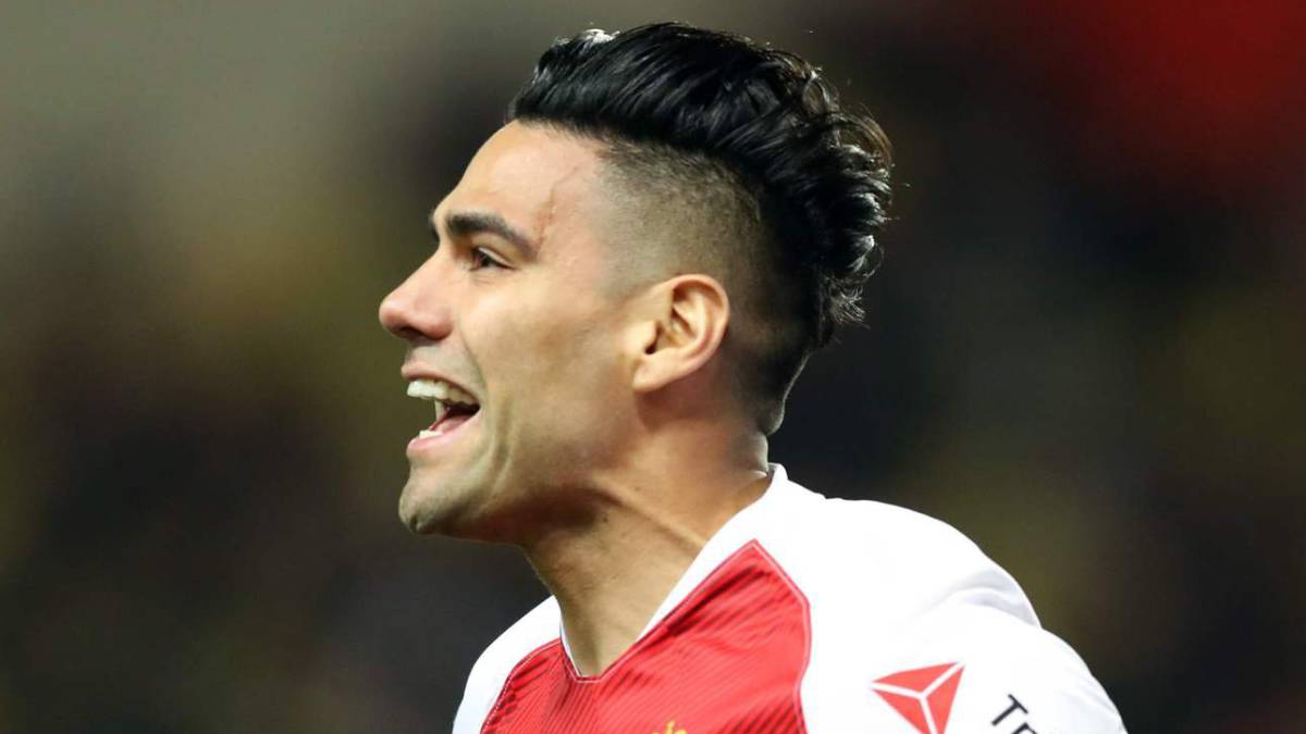 Falcao, delantero de Mónaco, celebrando un gol en la Liga de Francia