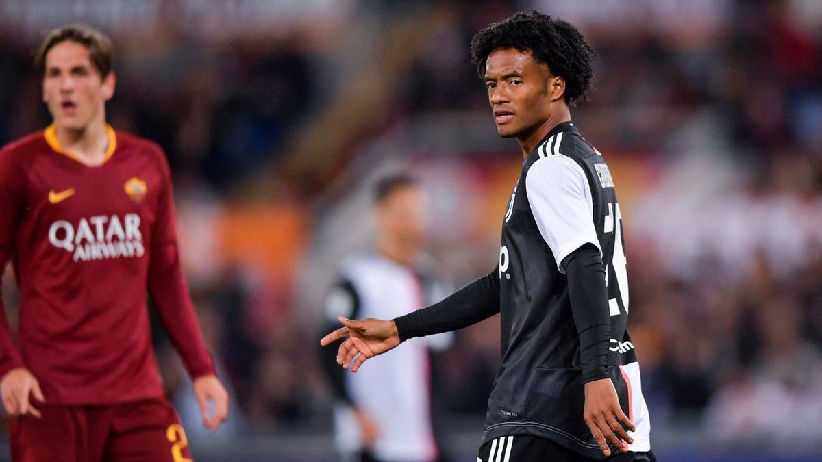 Juan Guillermo Cuadrado en el partido ante la Roma.