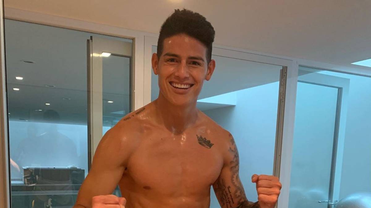 James Rodríguez durante una jornada de entrenamiento en el gimnasio tras su lesión con el Bayern Múnich
