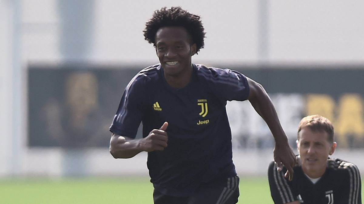 Juan Guillermo Cuadrado durante un entrenamiento con Juventus en Italia