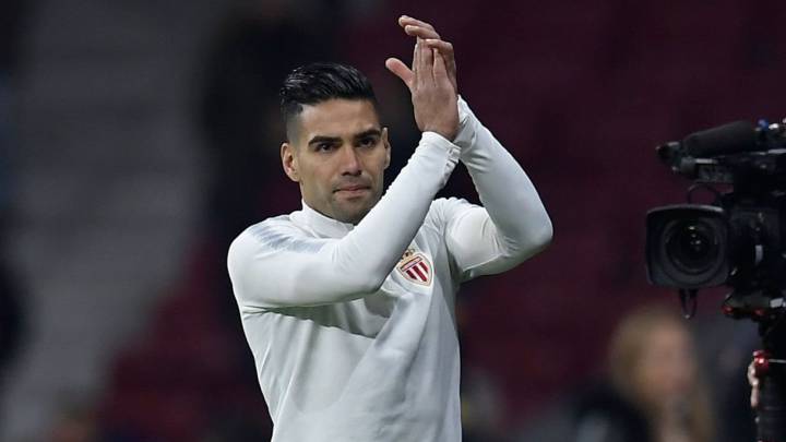 Falcao en su visita al Wanda Metropolitano por la Champions League