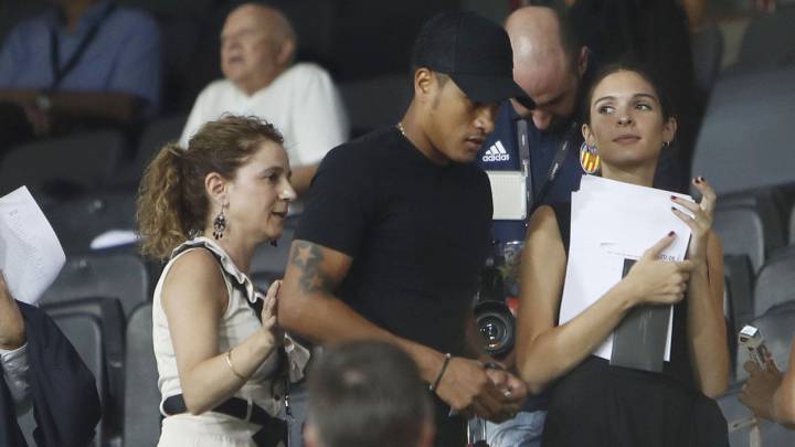 Jeison Murillo en su primera visita al estadio de Valencia