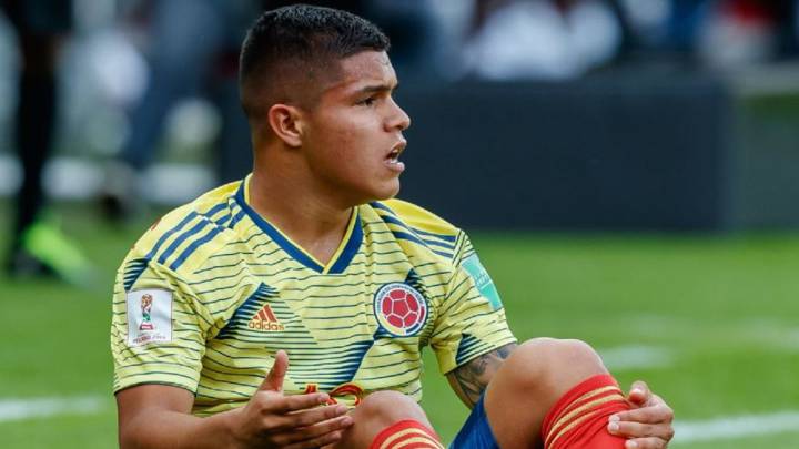 Juan Camilo 'Cucho' Hernández en el partido entre Colombia y Senegal por el Mundial Sub 20 2019