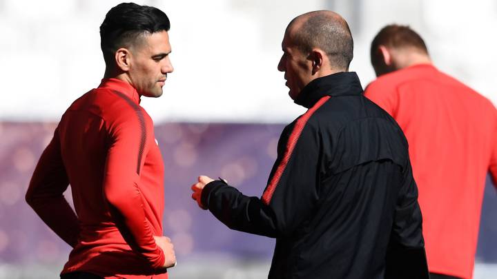 Radamel Falcao y Leonardo Jardim en un entrenamiento
