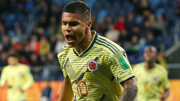 Juan Camilo Hernández tras anotar un triplete en el Mundial de Polonia Sub 20 con la Selección Colombia