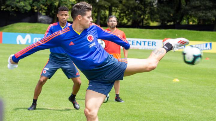 James Rodríguez entrena con Colombia en la sede de la FCF, previo a la Copa América