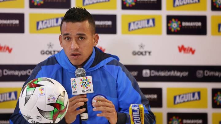 Camilo Ayala durante la rueda de prensa antes de la final de la Liga Águila I-2019 entre Deportivo Pasto y Junior.