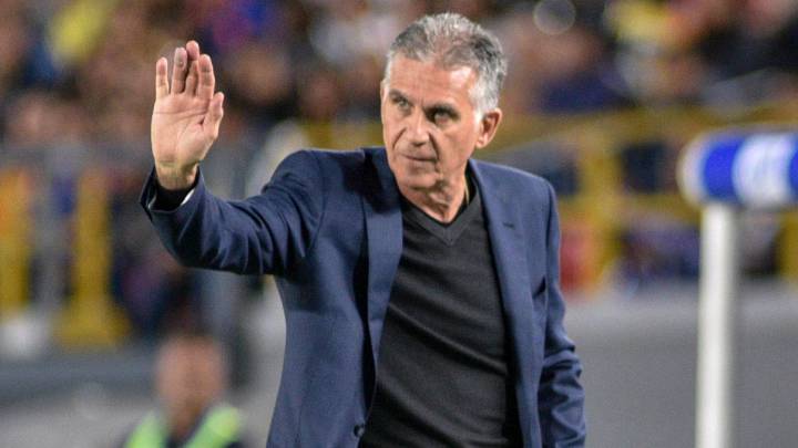 Carlos Queiroz dirigiendo a la Selección Colombia en el partido ante Argentina por la Copa América 2019