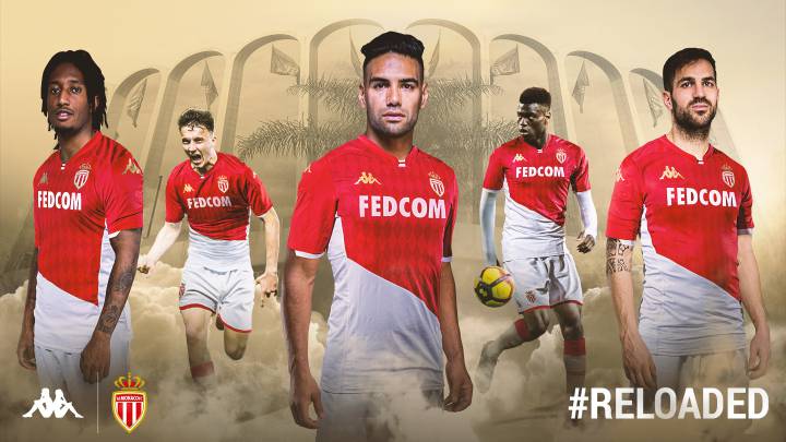 Radamel Falcao. Cesk Fábregas, Gelson Martíns y otros jugadores del Mónaco presentaron su nueva indumentaria para la temporada 2019/ 20