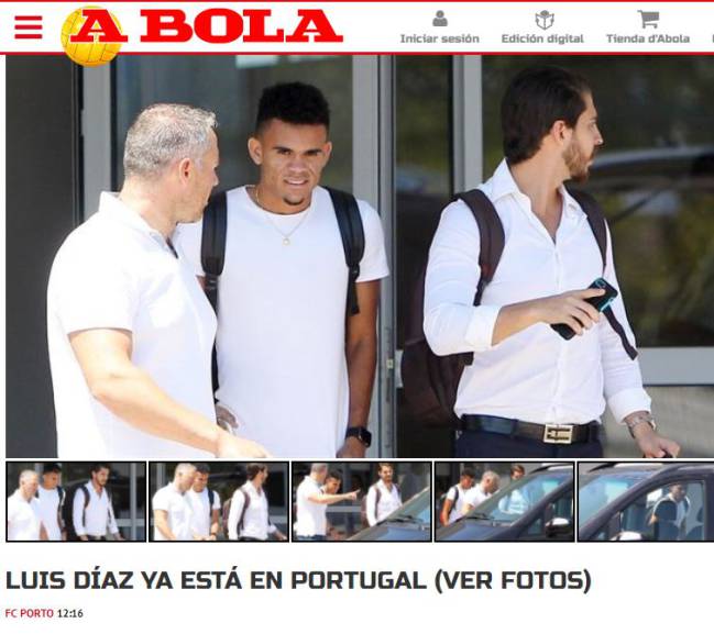 Luis Díaz ya llegó a Oporto para firmar con el Porto.
