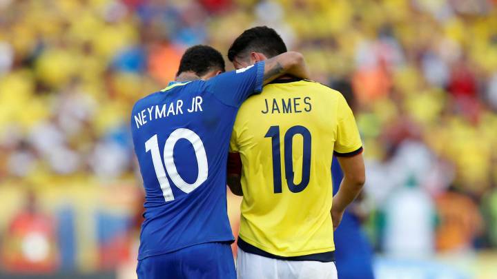 Neymar y James en eliminatorias a Rusia 2018