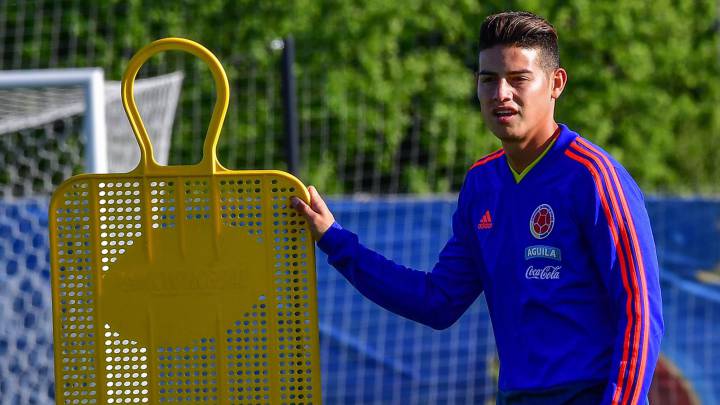 James Rodríguez en entrenamiento con Colombia en el Mundial de Rusia 2018