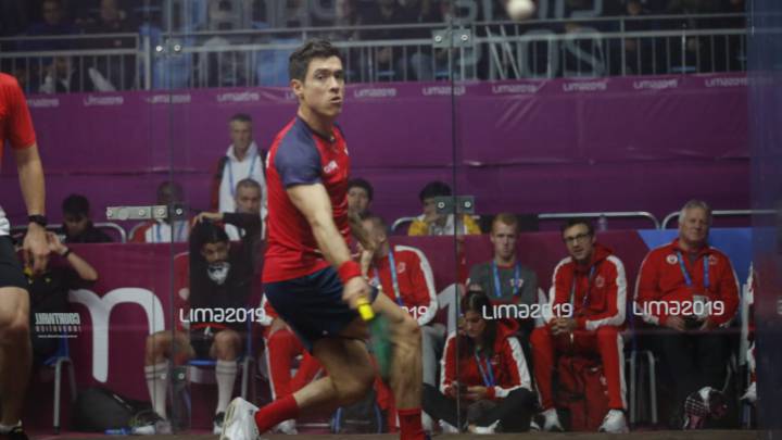Miguel Ángel Rodríguez durante un partido de squash en los Juegos Panamericanos Lima 2019.