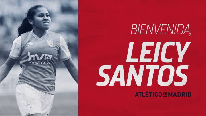 Atlético de Madrid femenino le dio al bienvenida a Leicy Santos.