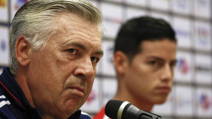 James Rodríguez y Carlo Ancelotti