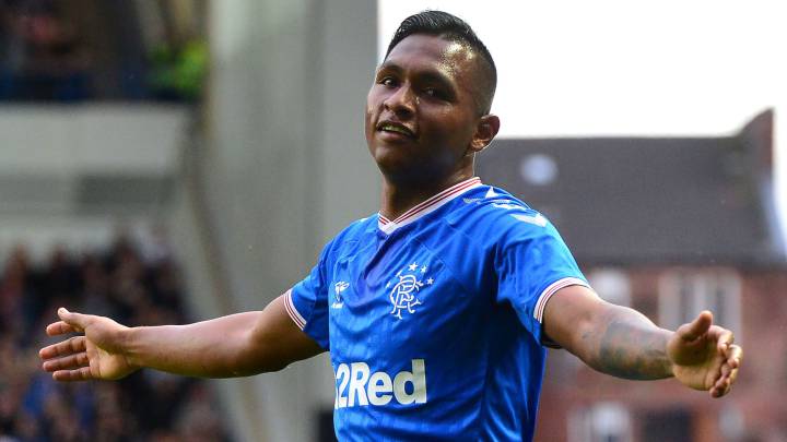 Alfredo Morelos celebra un gol con Rangers en la Europa League